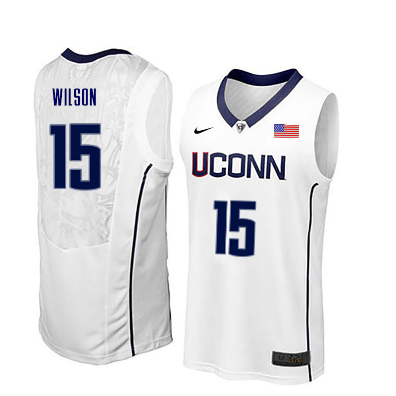 Men Uconn Huskies #15 Sidney Wilson College Basketball Jerseys-White